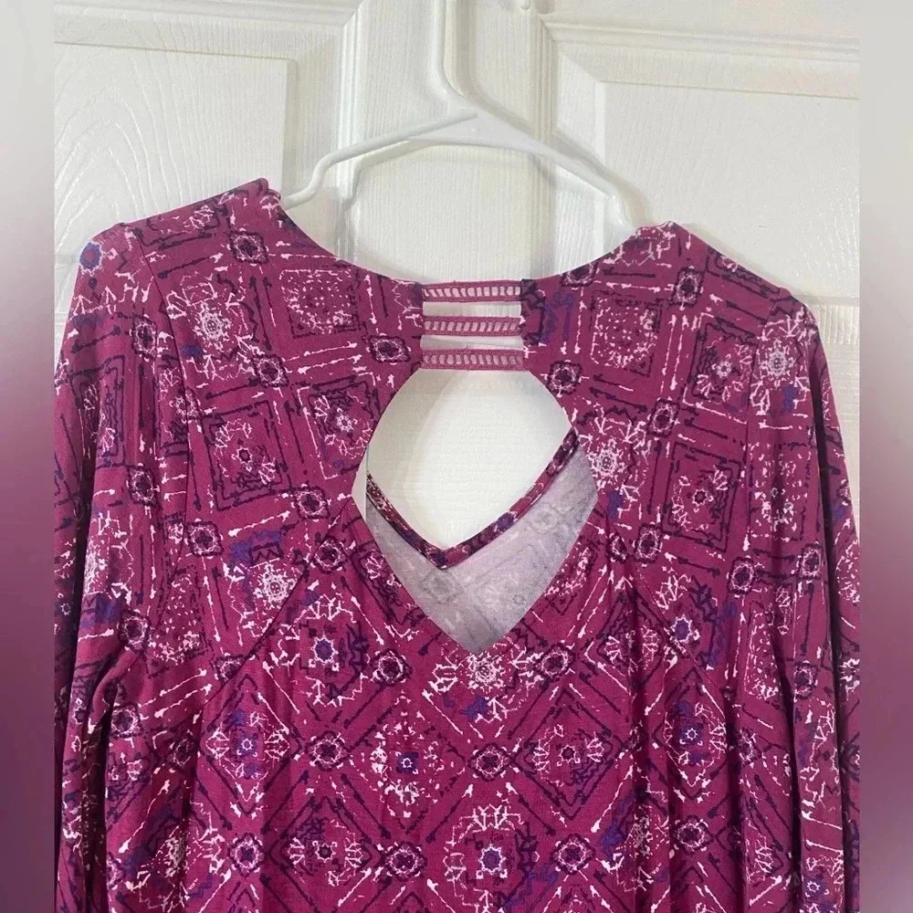 Skies Are Blue Women Navy Purple Casual Dress Above Knee Stretch Small Boho